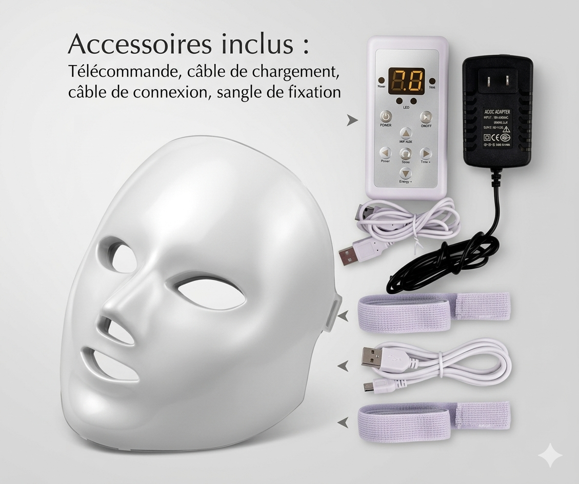 Masque LED Visage 7 Couleurs — Soin Anti-Âge & Pureté