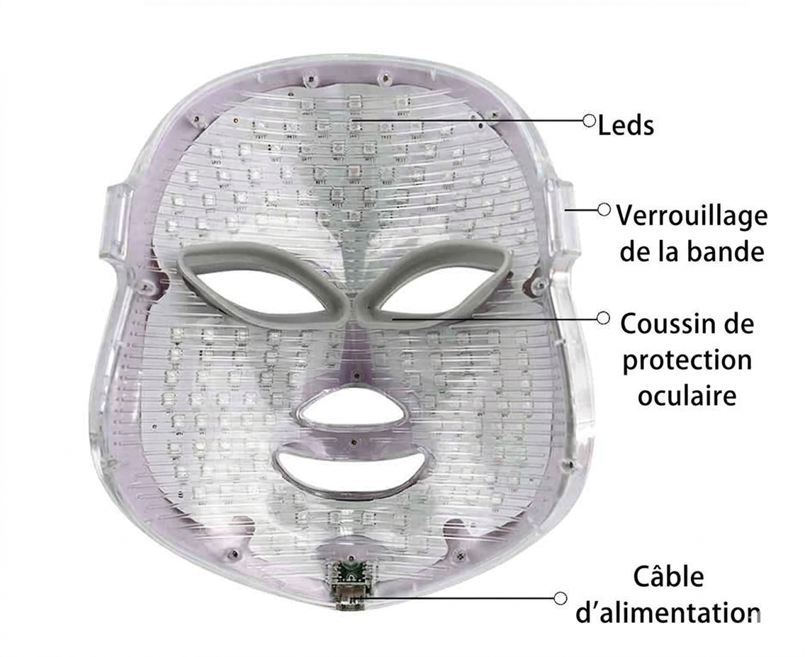 Masque LED Visage 7 Couleurs — Soin Anti-Âge & Pureté